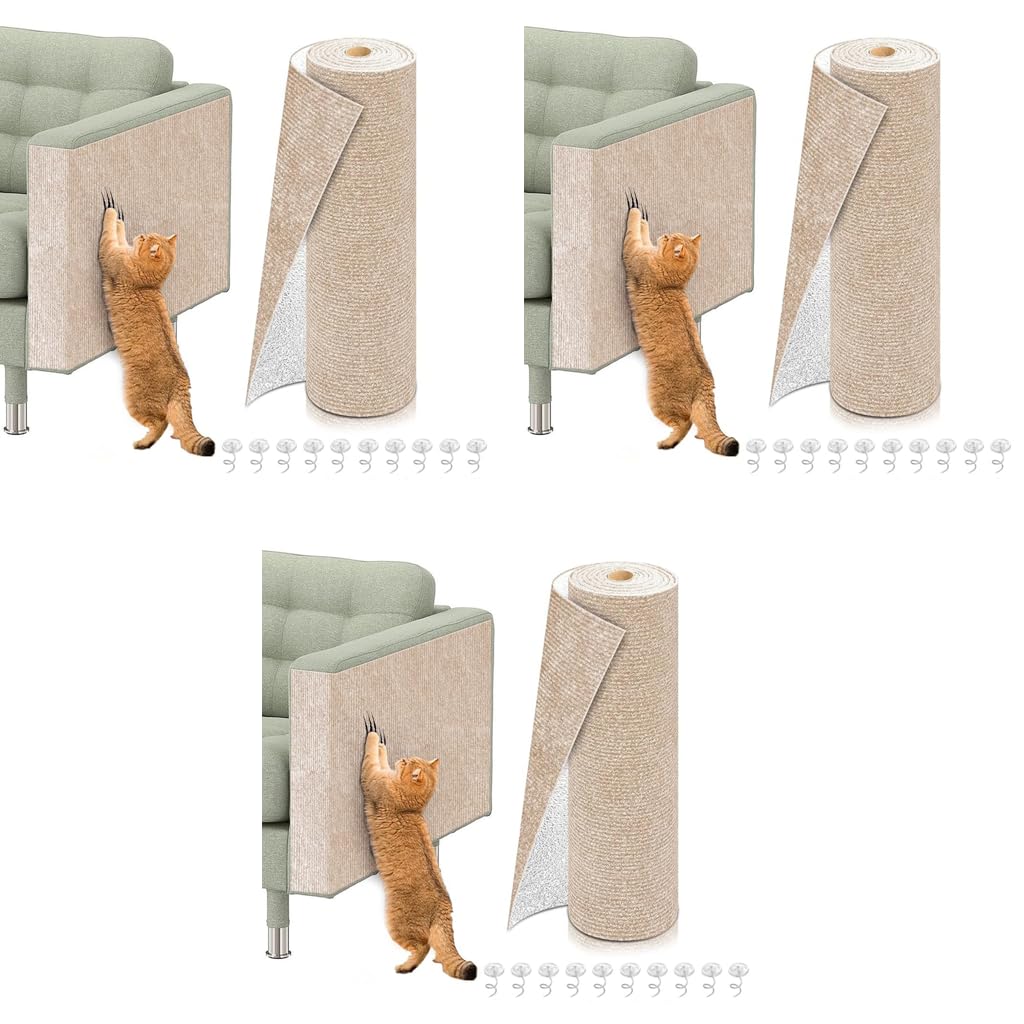 Qpets® Cat Scratch Pad Scratching for Cats Wall Scratcher Mat Cuttable Adhesive Pet for Cabinet Couch Floor 40x100cm 3PCS Qpets® Cat Scratch Pad Scratching for Cats Wall Scratcher Mat Cuttable Adhesive Pet for Cabinet Couch Floor 40x100cm 3PCS
